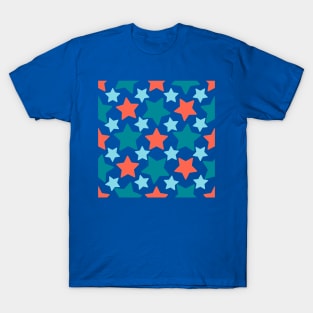 Colorful stars over blue background T-Shirt